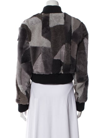 Wolfie Fur Lamb Fur Colorblock Pattern Fur Jacket