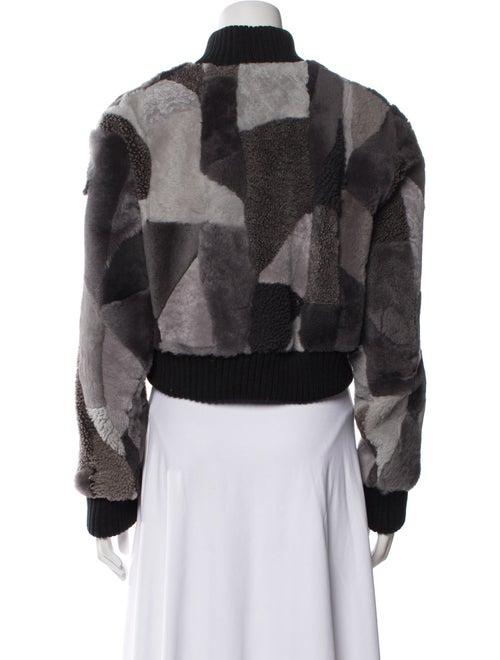 Wolfie Fur Lamb Fur Colorblock Pattern Fur Jacket