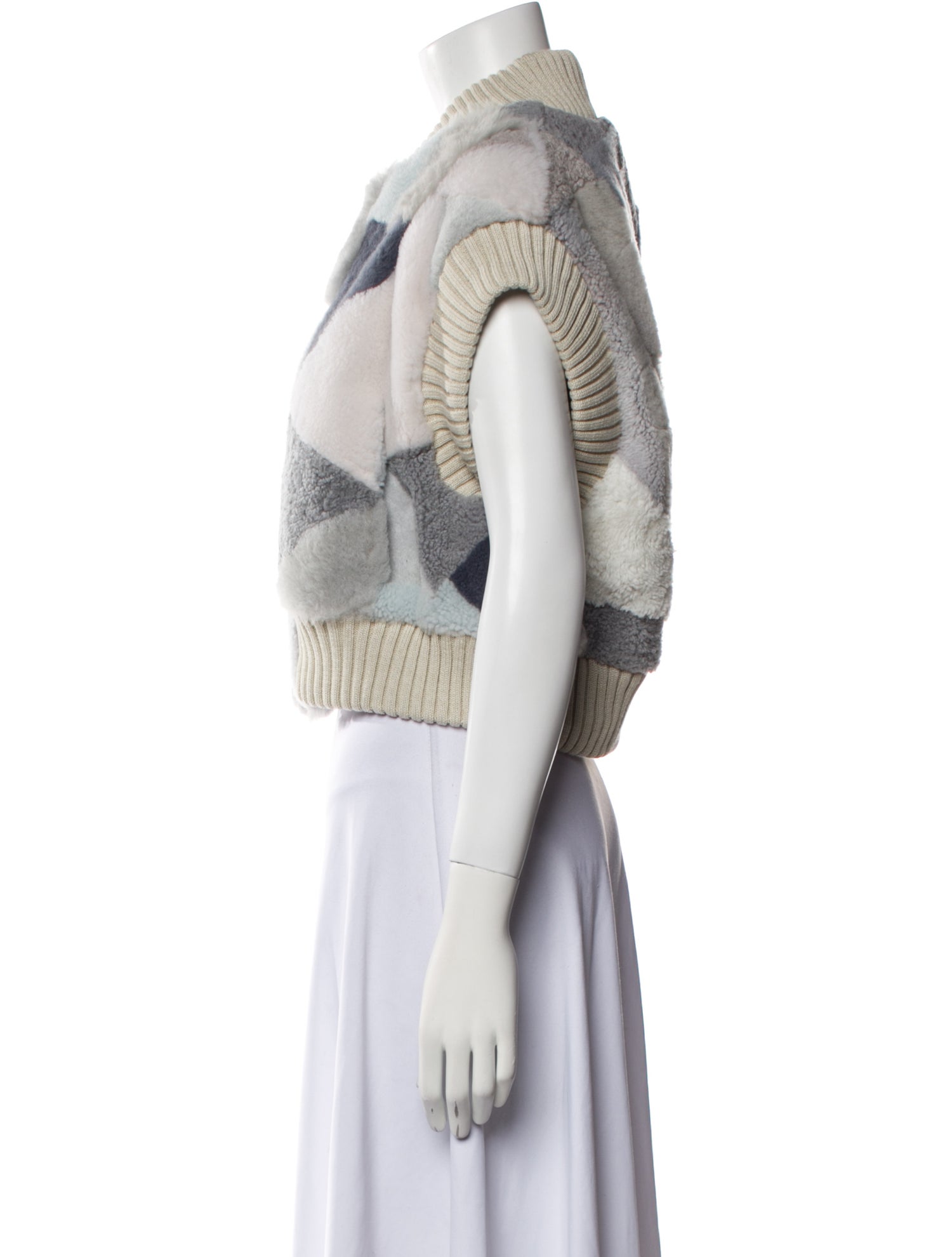 Wolfie Fur Lamb Fur Colorblock Pattern Fur Jacket