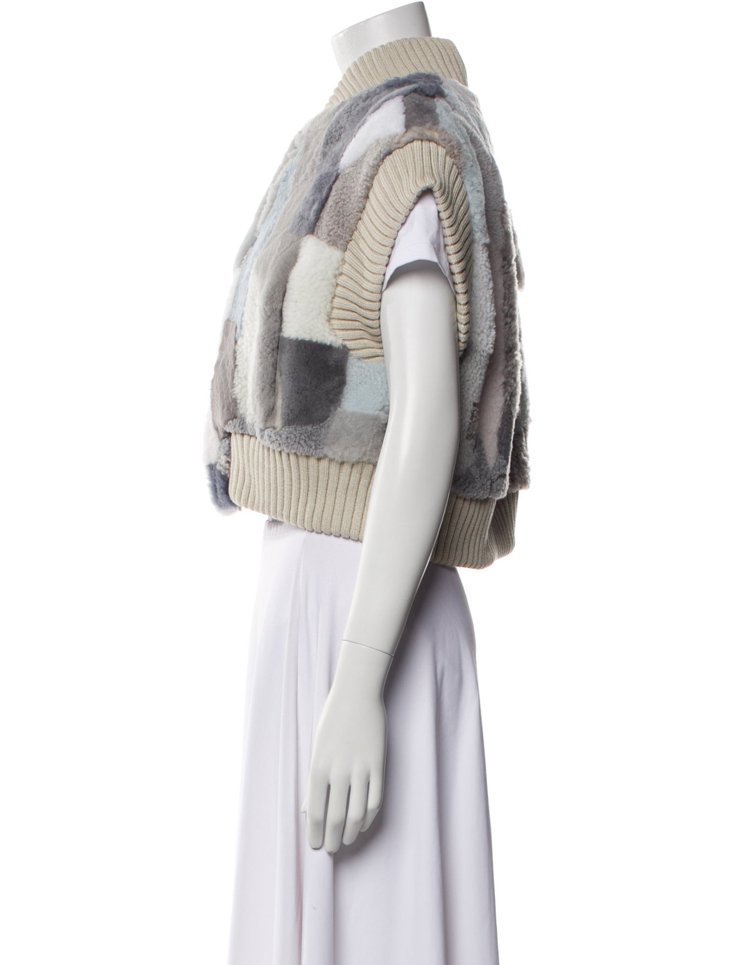 Wolfie Fur Lamb Fur Colorblock Pattern Fur Jacket