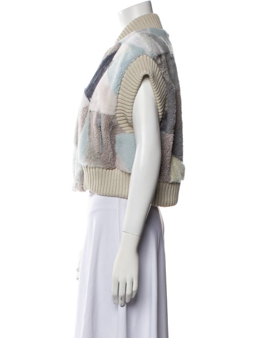 Wolfie Fur Lamb Fur Colorblock Pattern Fur Jacket