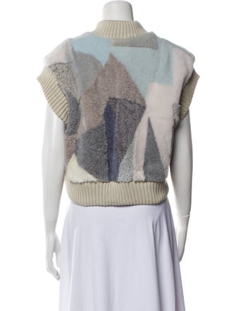 Wolfie Fur Lamb Fur Colorblock Pattern Fur Jacket