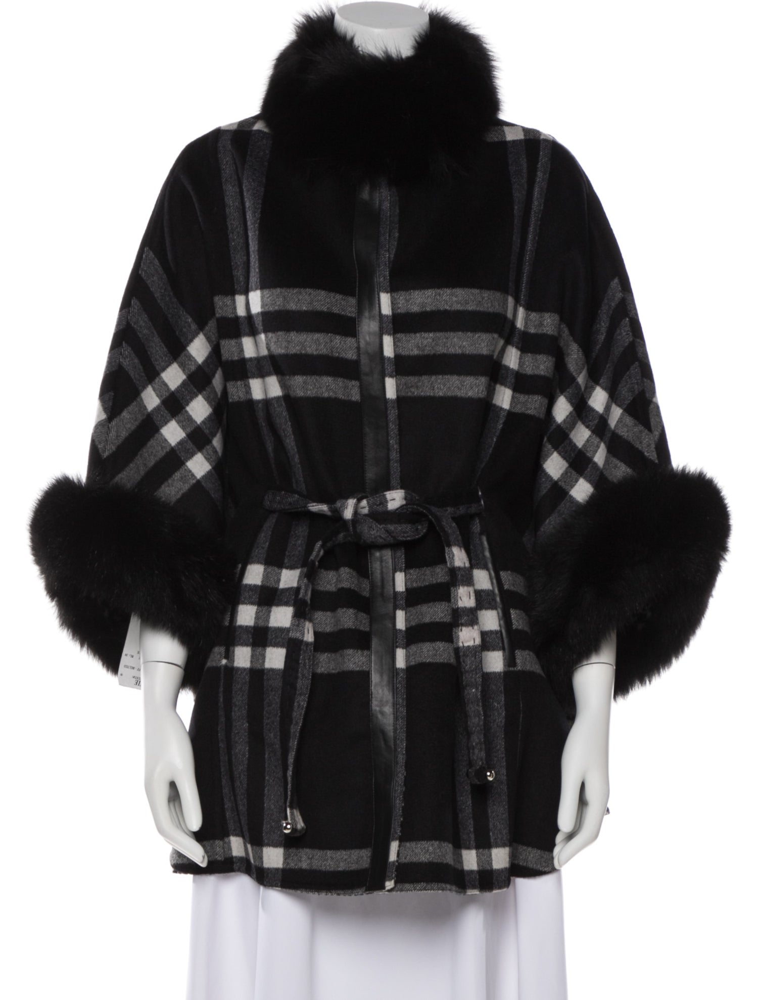 Wolfie Fur Plaid Print Fur Jacket w/ Tags