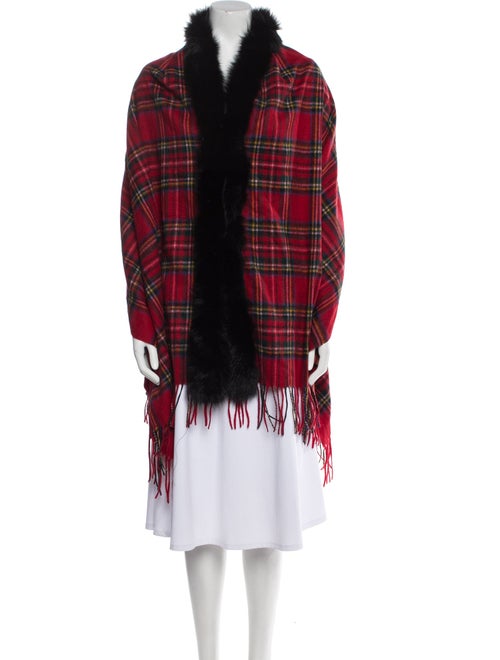 Wolfie Fur Cashwool Plaid Print Scarf