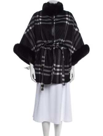 Wolfie Fur Plaid Print Fur Jacket