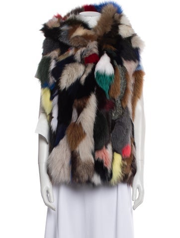 Wolfie Fur Jackets Fox Colorblock Pattern Jacket M