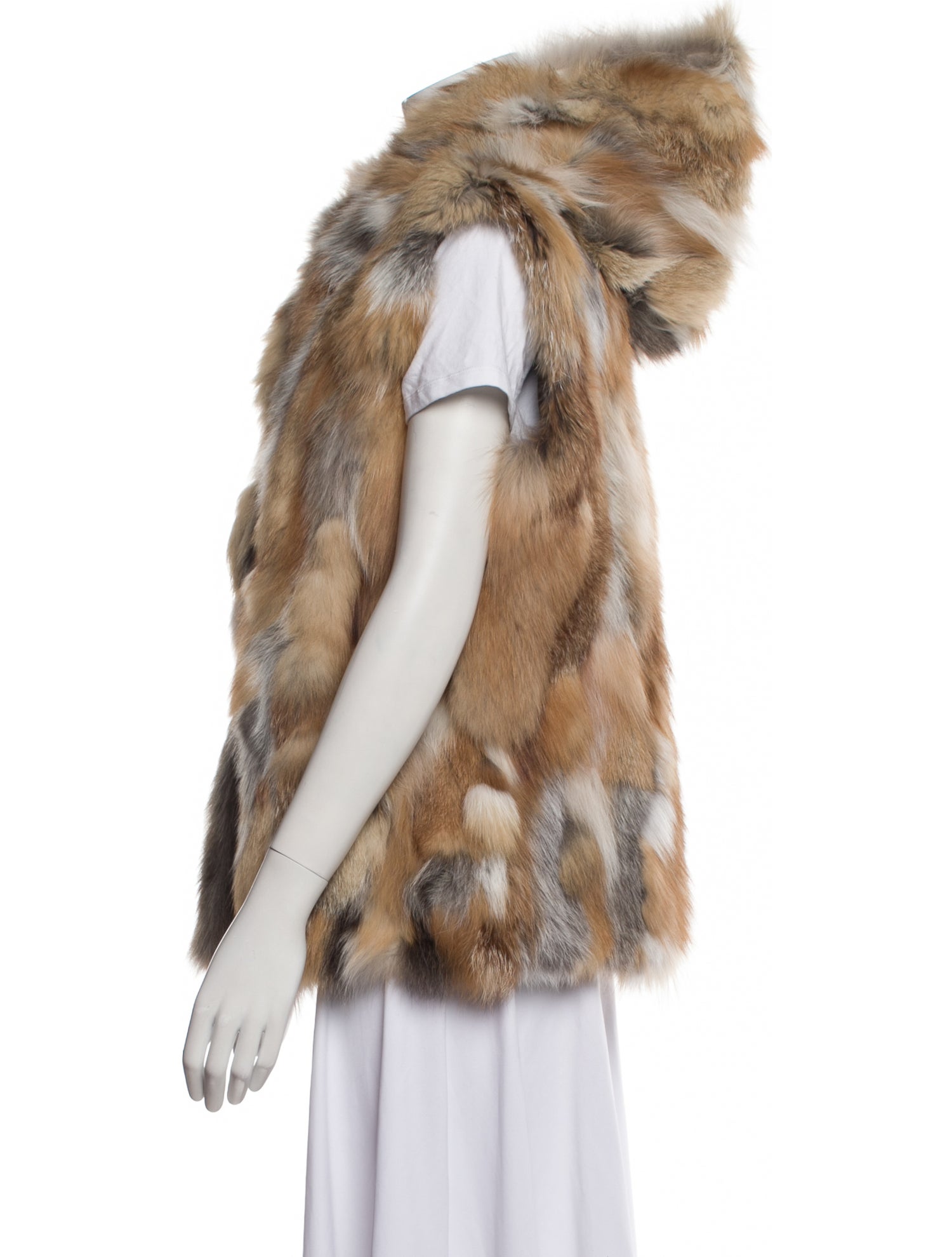 Wolfie Fur Fox Colorblock Pattern Fur Jacket w/ Tags