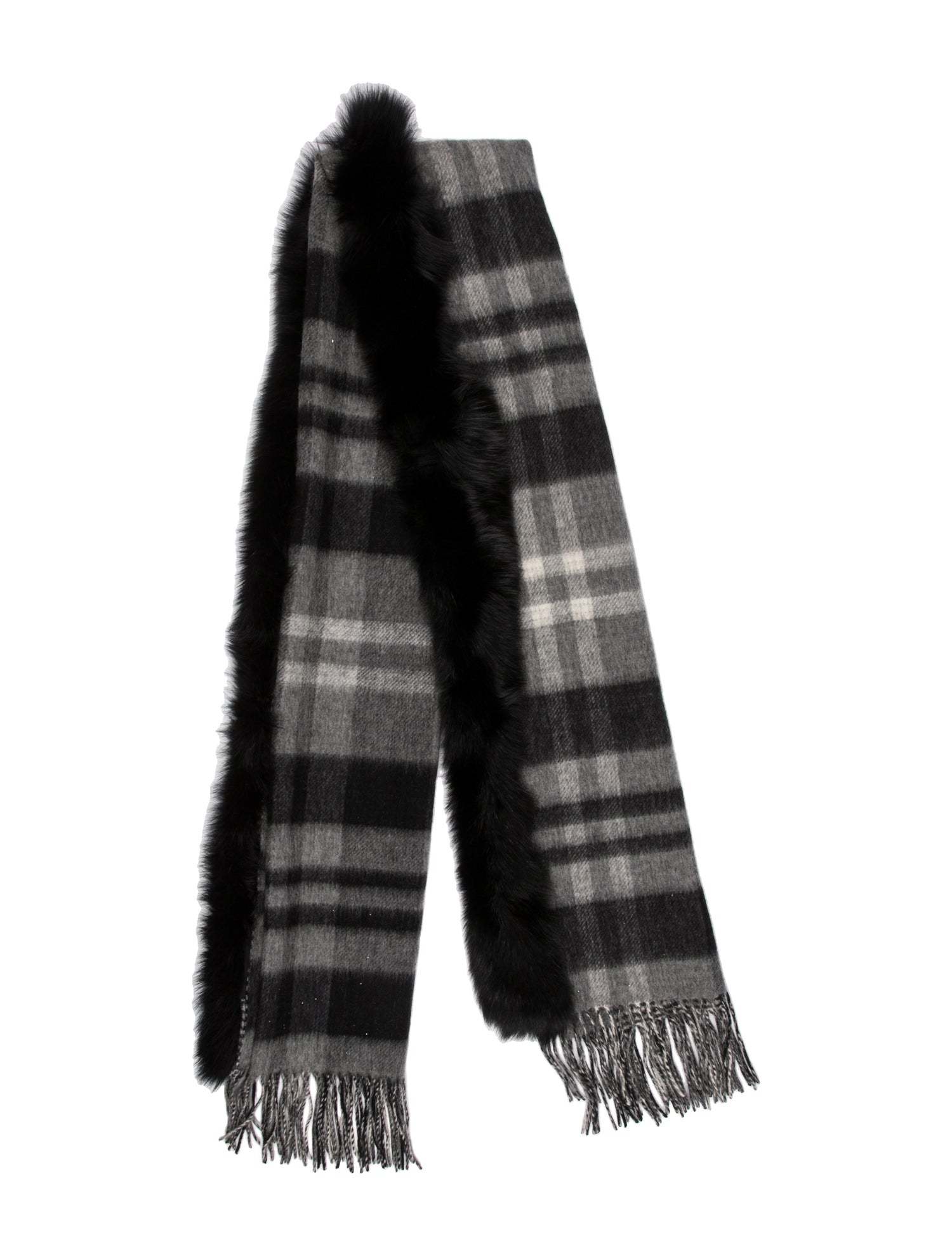 Wolfie Fur Cashmere Striped Scarf