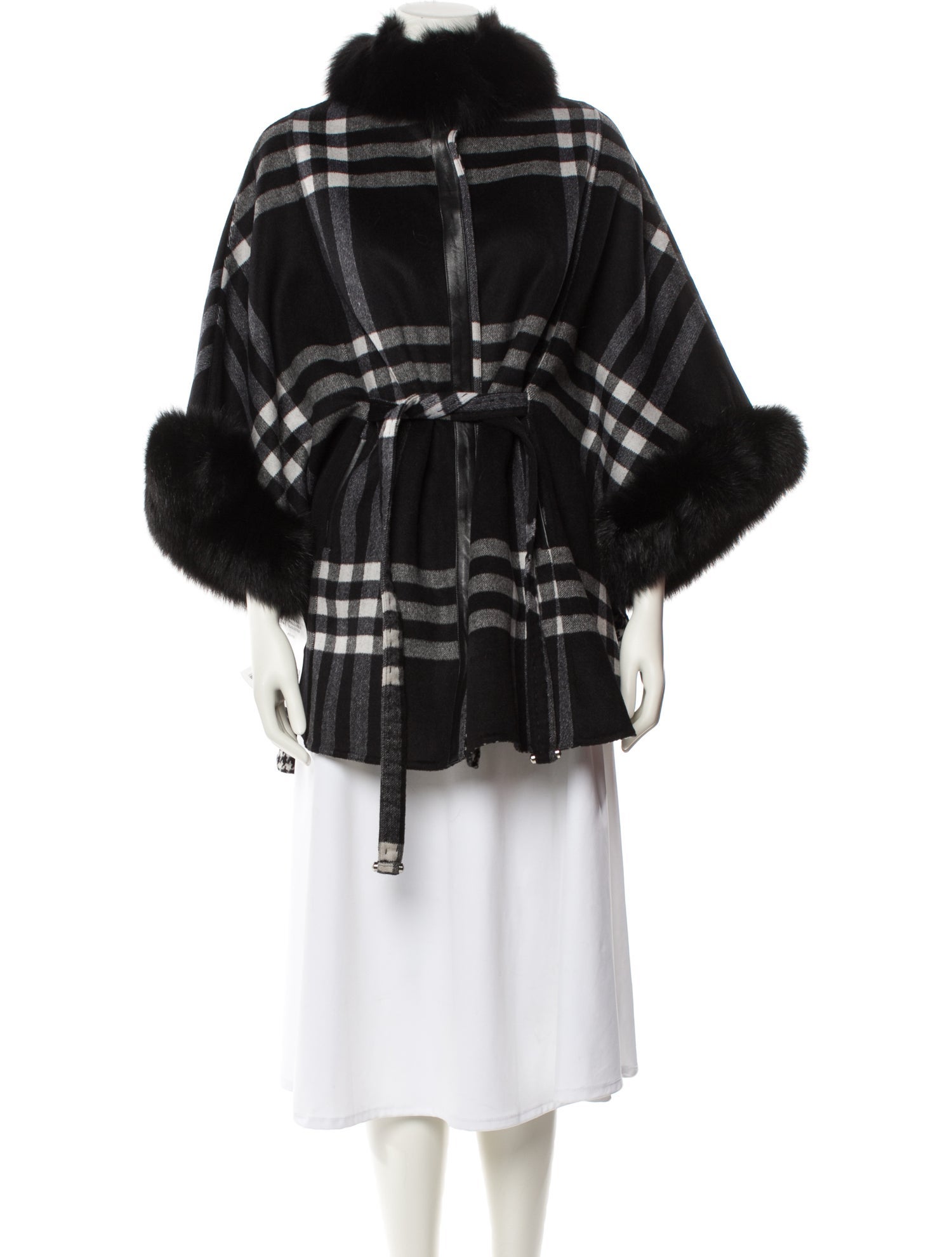 Wolfie Fur Plaid Print Fur Jacket