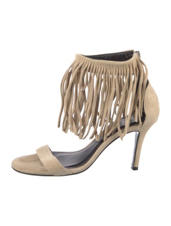 Elyse Walker Suede Fringe Trim Accent Sandals