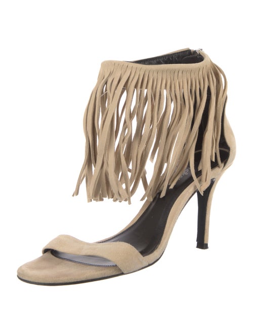 Elyse Walker Suede Fringe Trim Accent Sandals