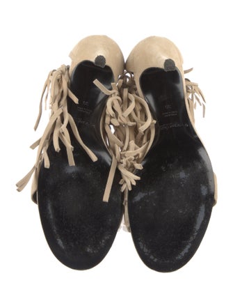 Elyse Walker Suede Fringe Trim Accent Sandals