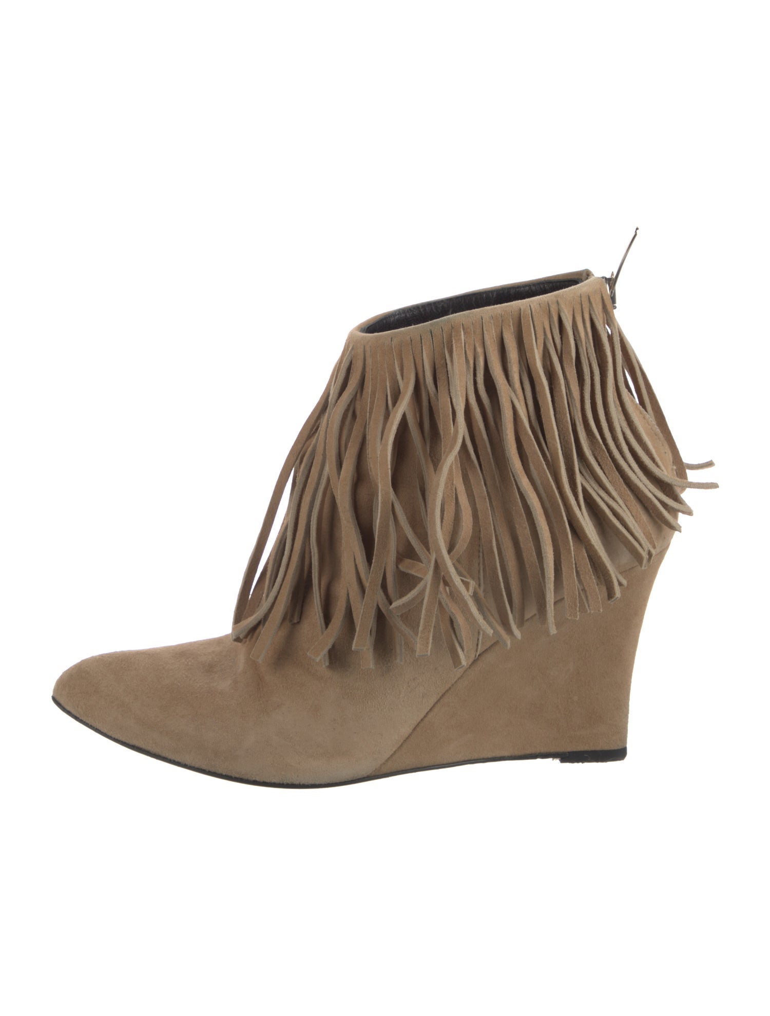 Elyse Walker Suede Fringe Trim Accent Western Boots