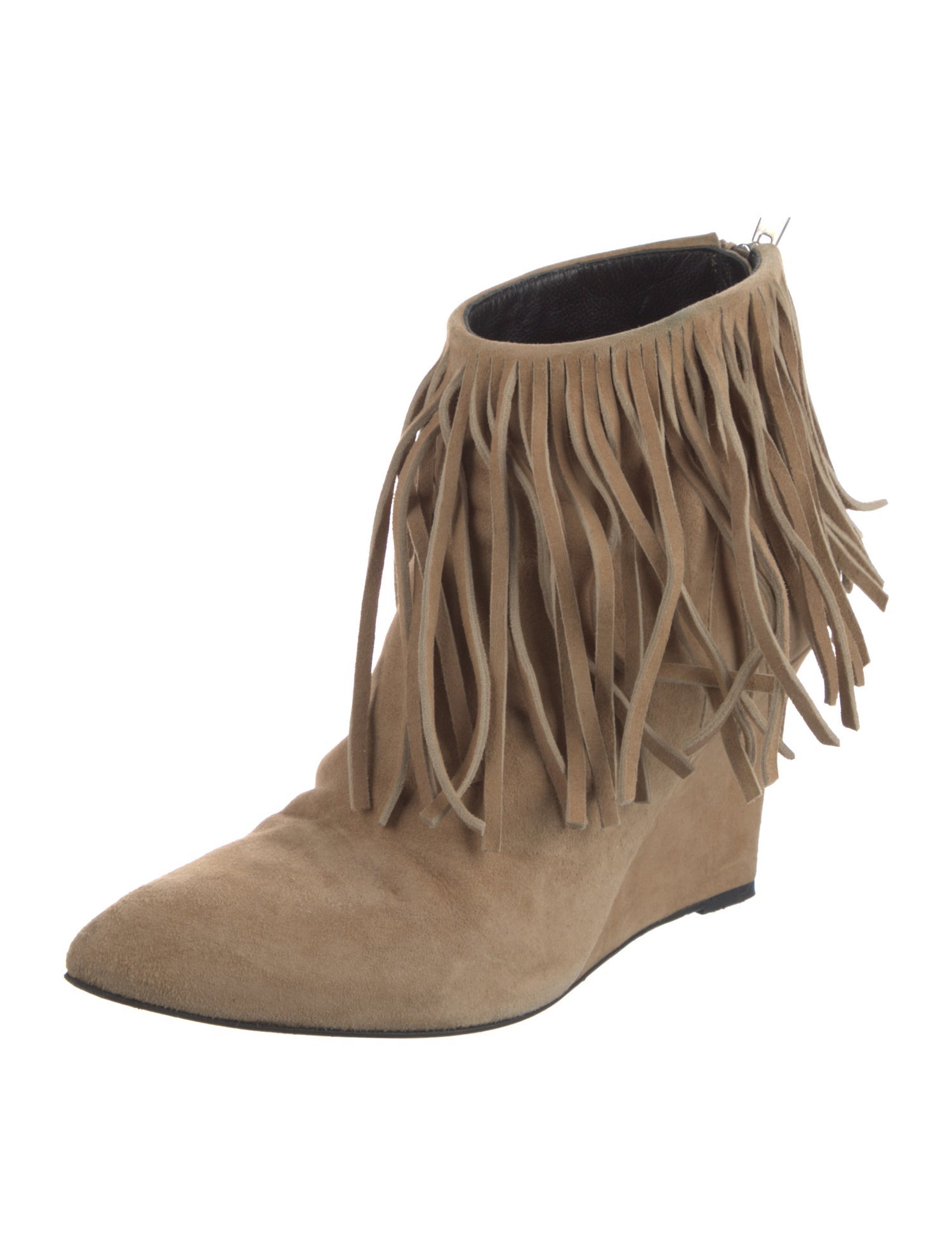 Elyse Walker Suede Fringe Trim Accent Western Boots