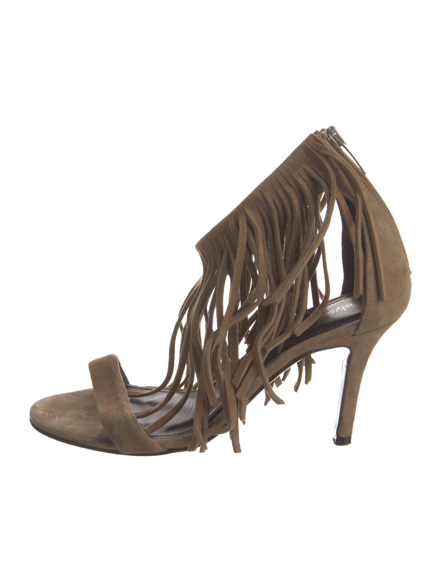 Elyse Walker Suede Fringe Trim Accent Gladiator Sandals