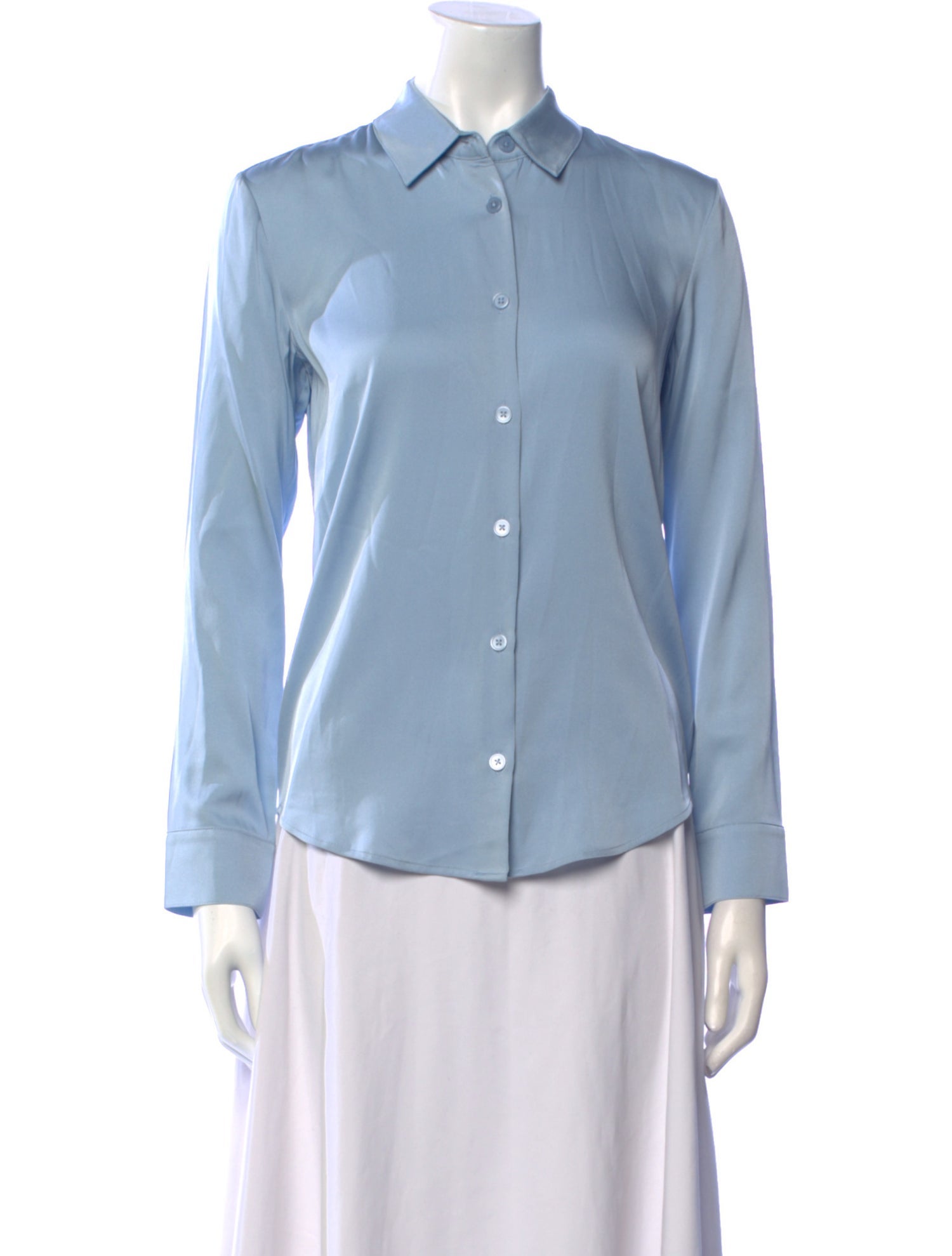 Elyse Walker Silk Long Sleeve Button-Up Top
