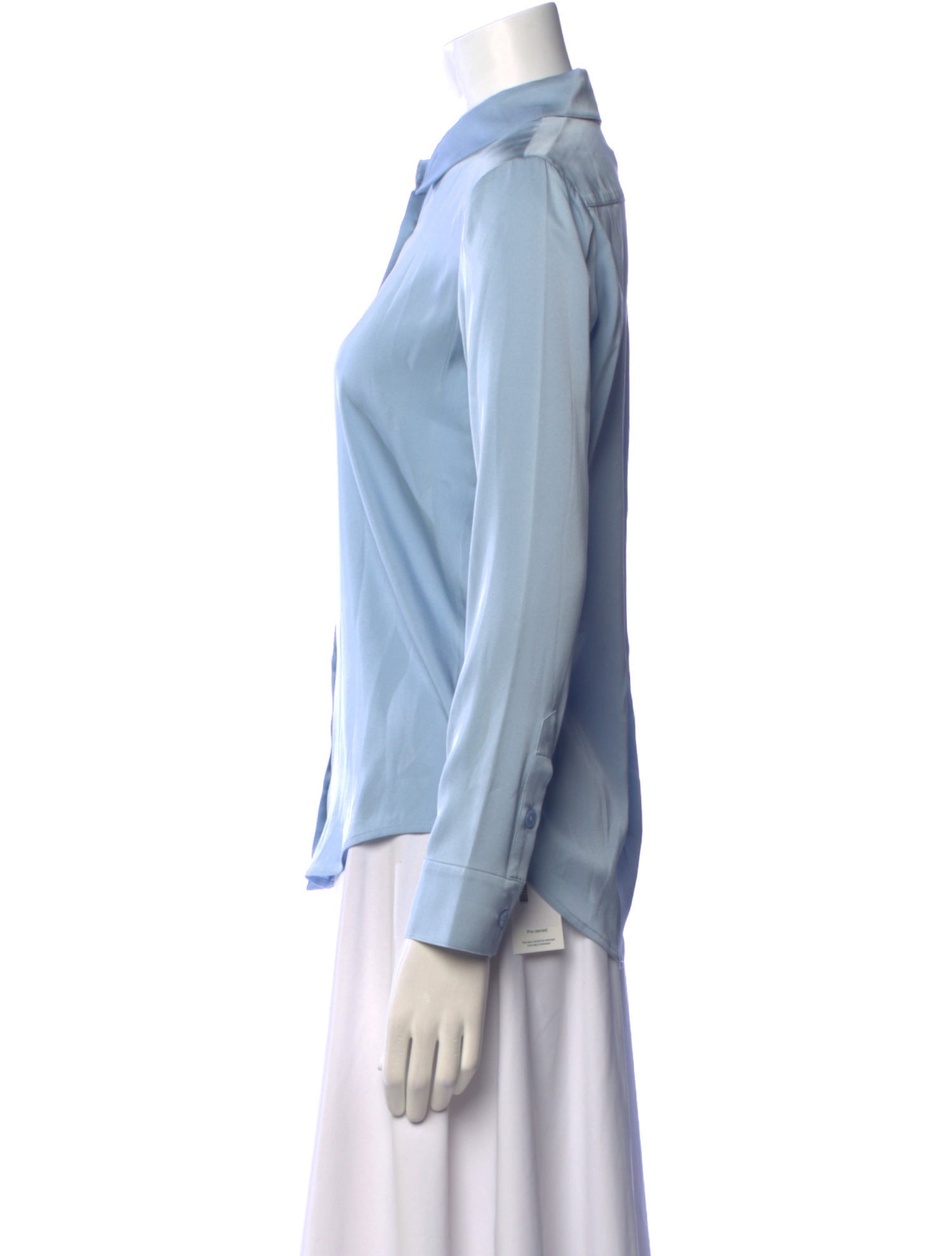 Elyse Walker Silk Long Sleeve Button-Up Top