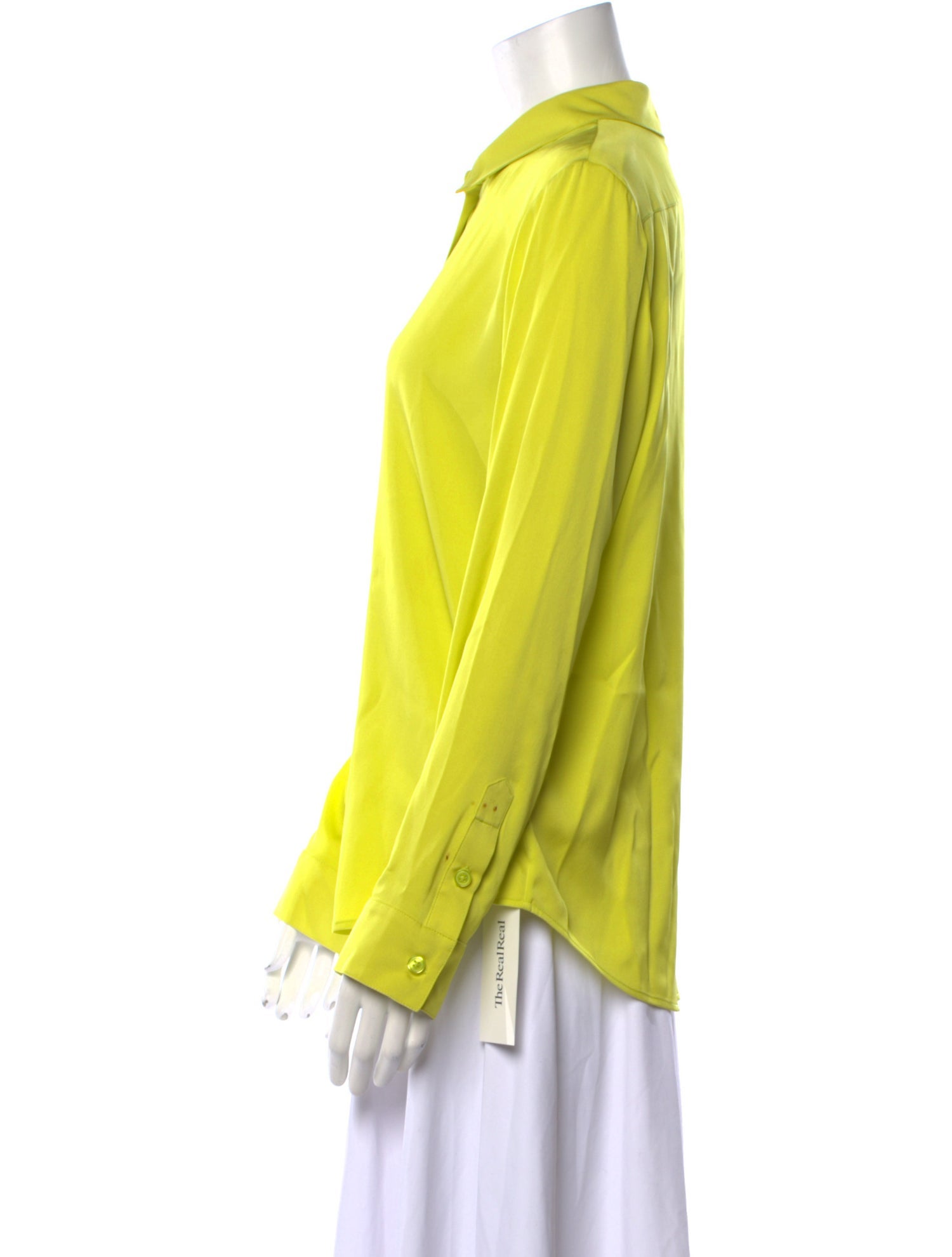 Elyse Walker Silk Long Sleeve Button-Up Top