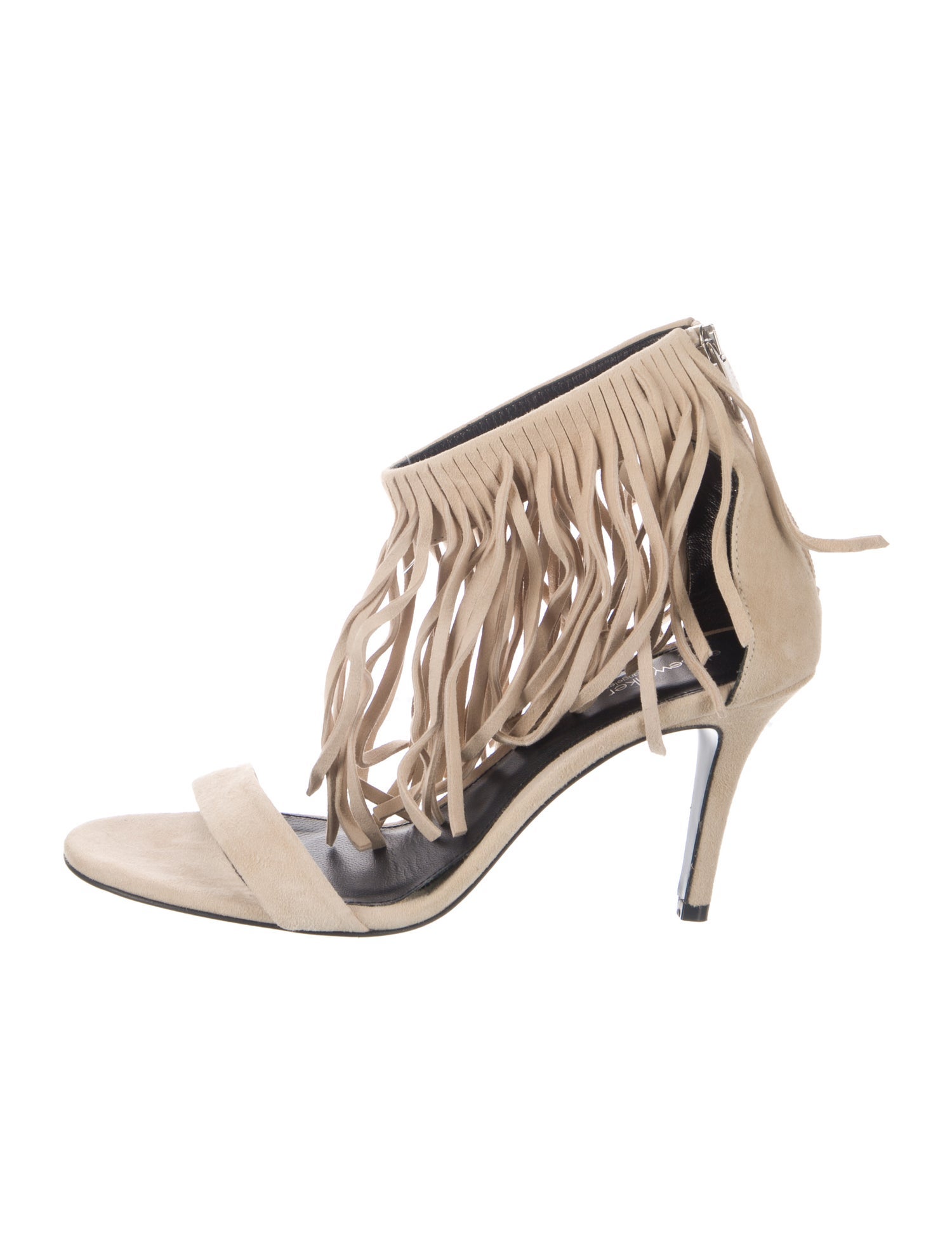 Elyse Walker Suede Fringe Trim Accent Slingback Sandals