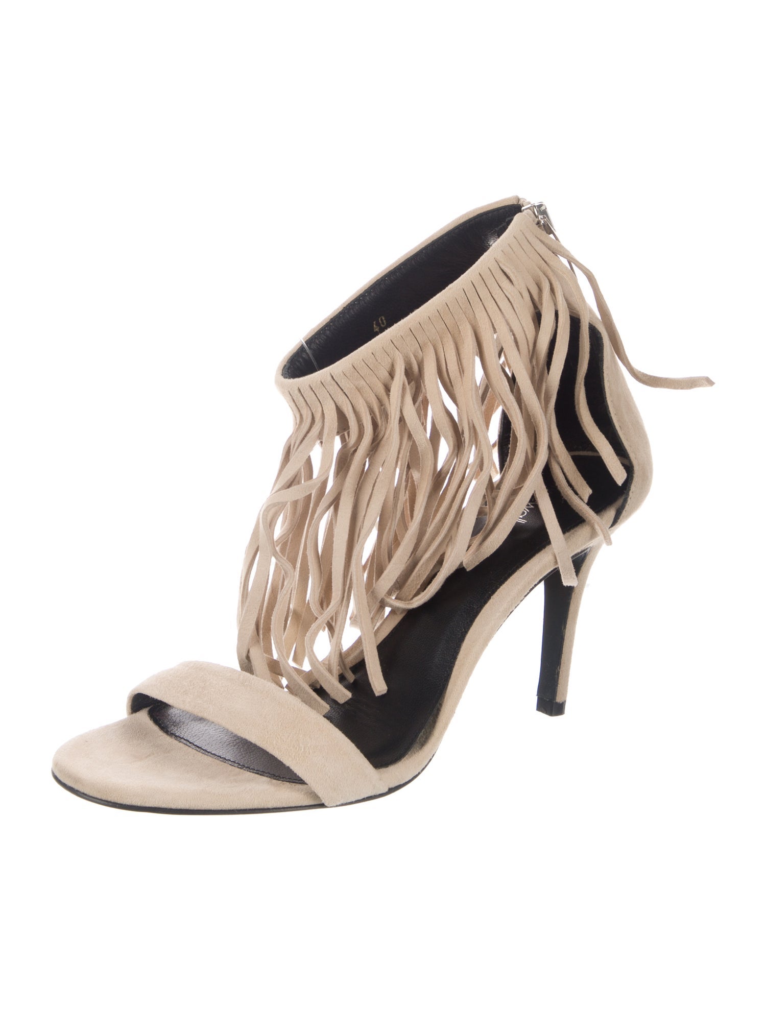 Elyse Walker Suede Fringe Trim Accent Slingback Sandals