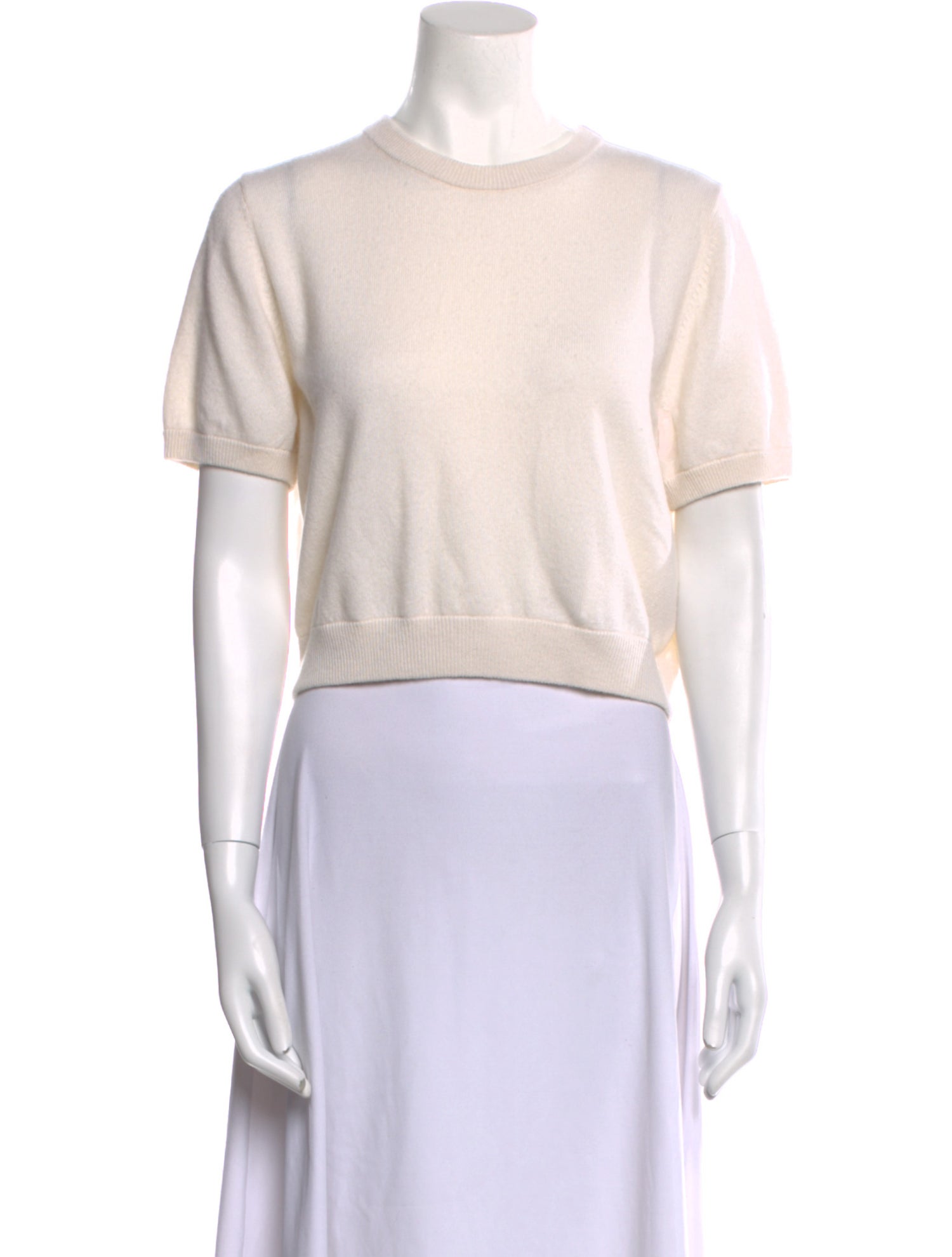 Elyse Walker Cashmere Crew Neck Crop Top