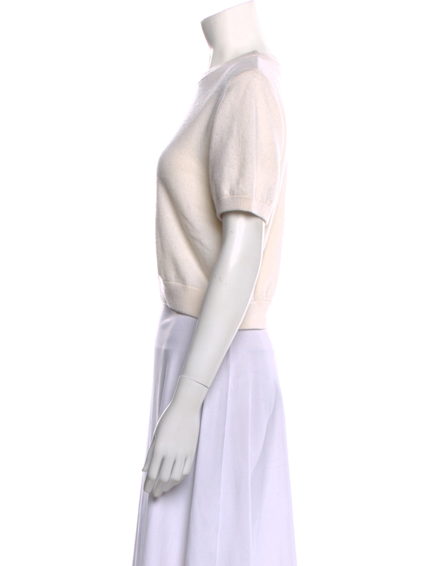 Elyse Walker Cashmere Crew Neck Crop Top