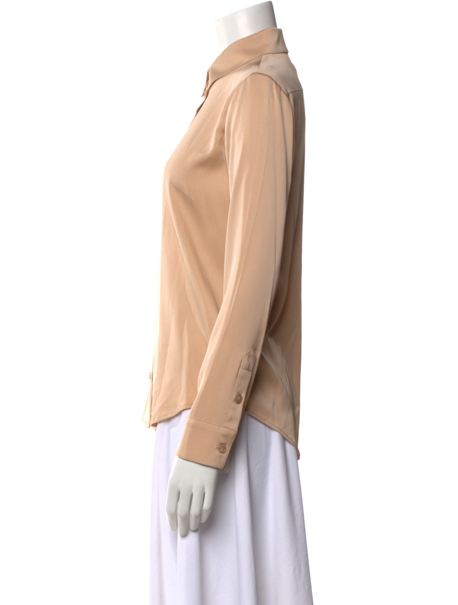 Elyse Walker Silk Long Sleeve Button-Up Top