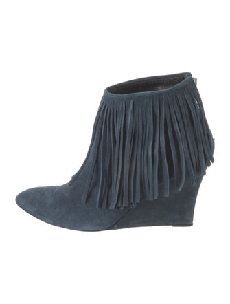 Elyse Walker Suede Fringe Trim Accent Mules