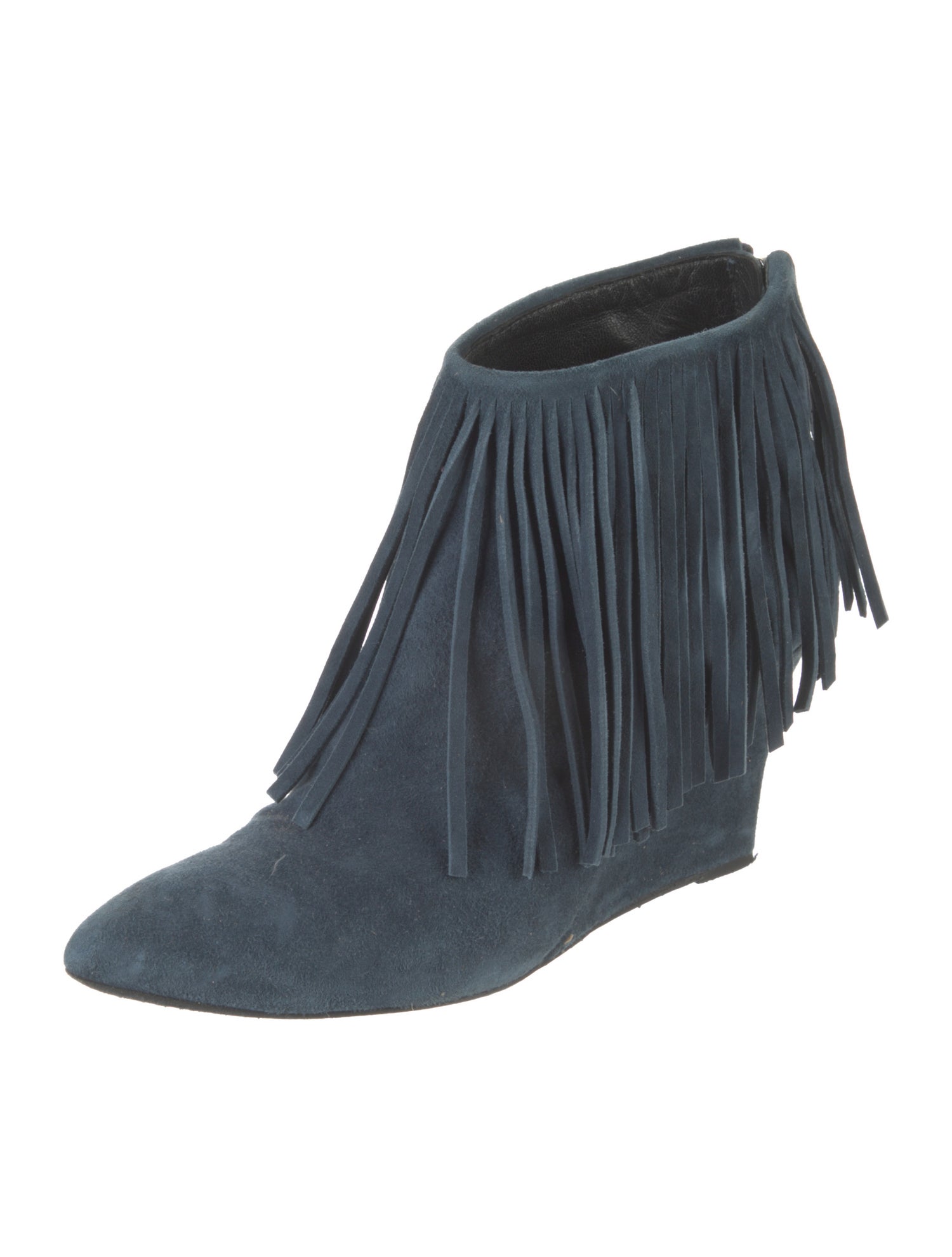 Elyse Walker Suede Fringe Trim Accent Mules