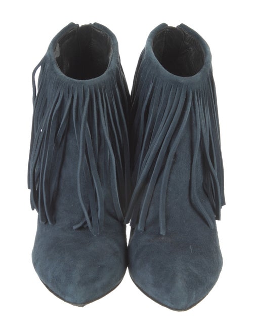 Elyse Walker Suede Fringe Trim Accent Mules