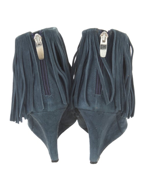 Elyse Walker Suede Fringe Trim Accent Mules