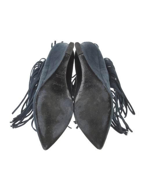 Elyse Walker Suede Fringe Trim Accent Mules