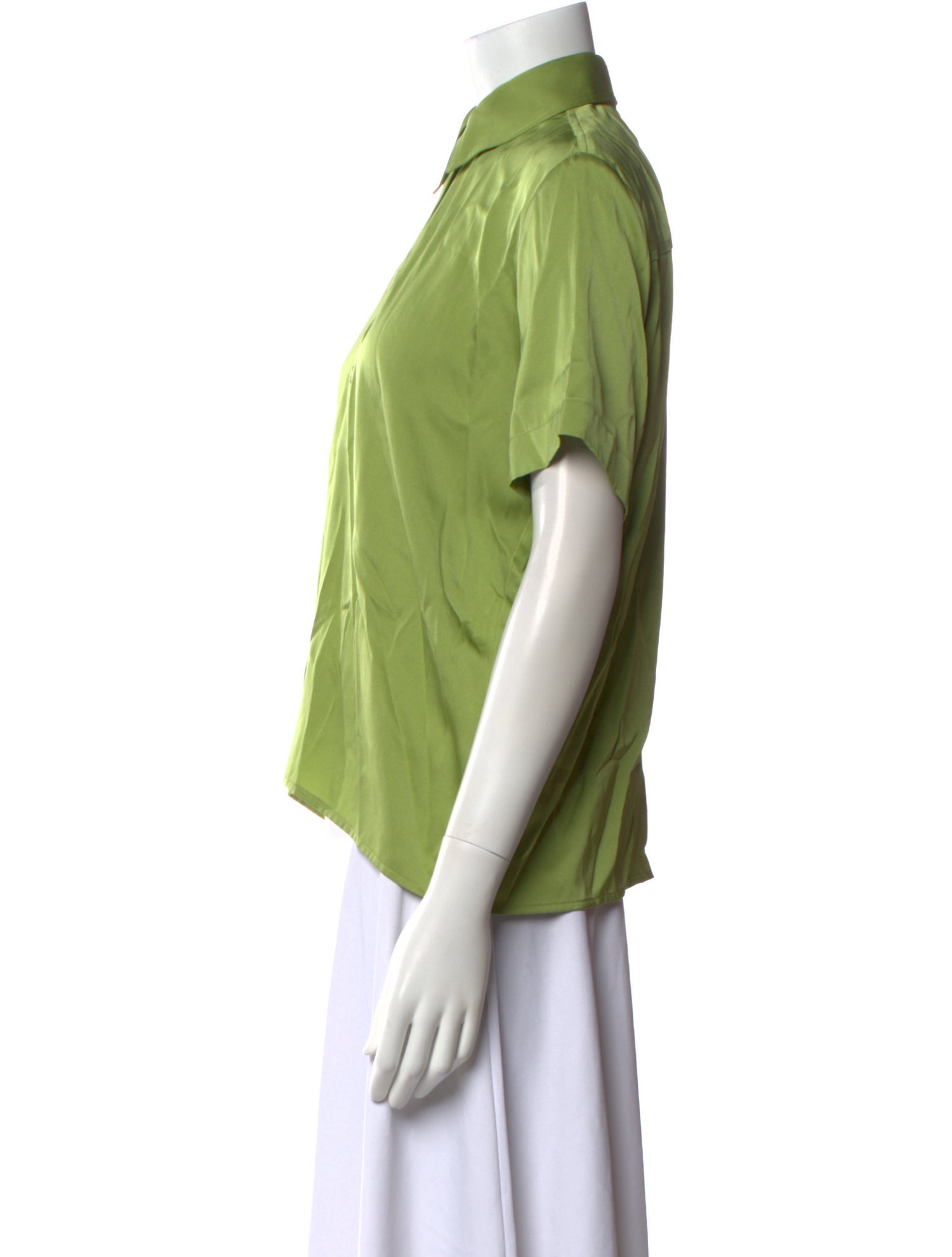 Elyse Walker Silk Short Sleeve Button-Up Top