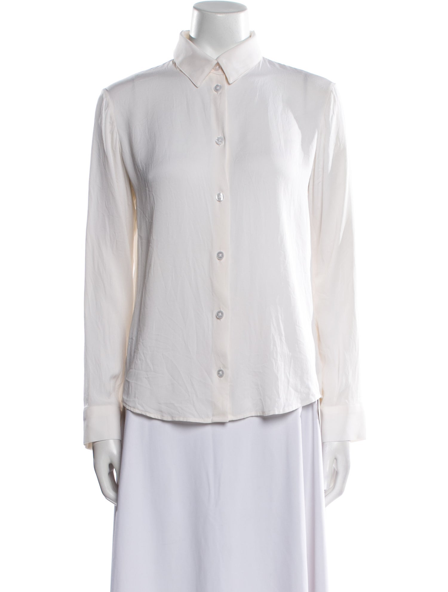 Elyse Walker Silk Long Sleeve Button-Up Top