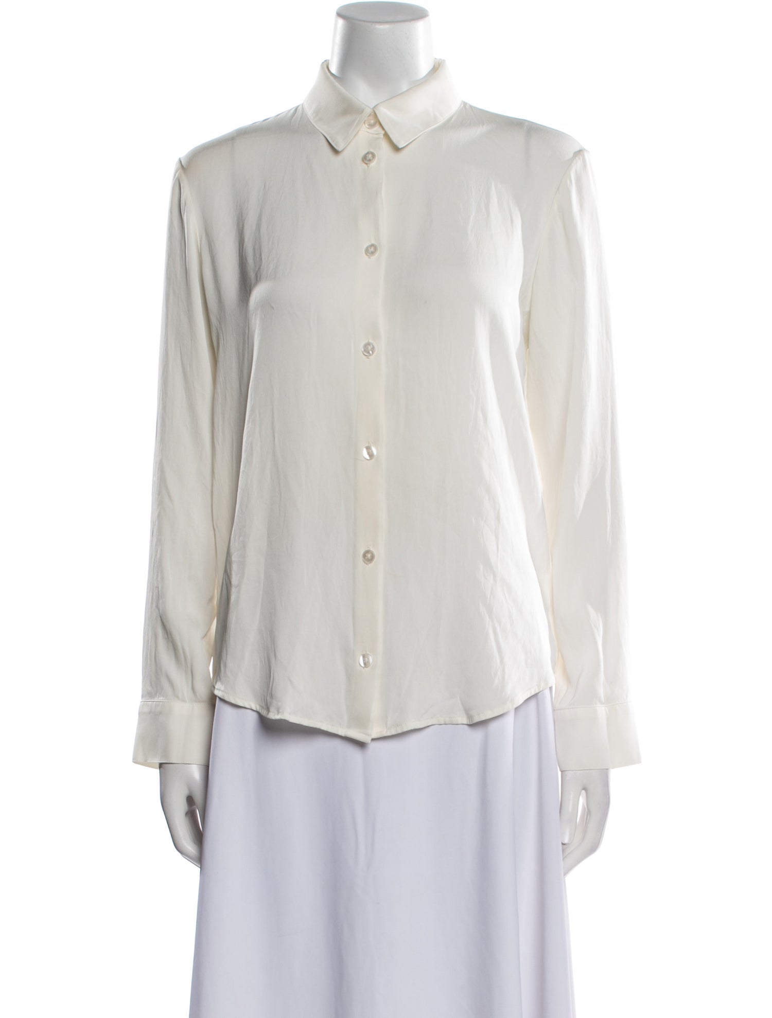 Elyse Walker Silk Long Sleeve Button-Up Top