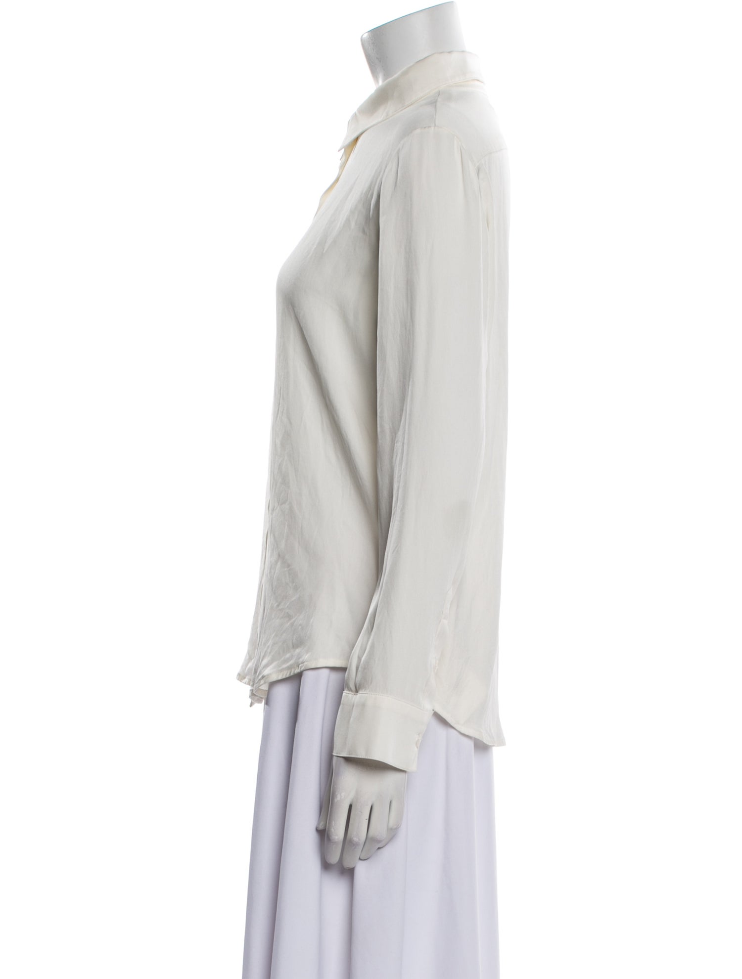 Elyse Walker Silk Long Sleeve Button-Up Top