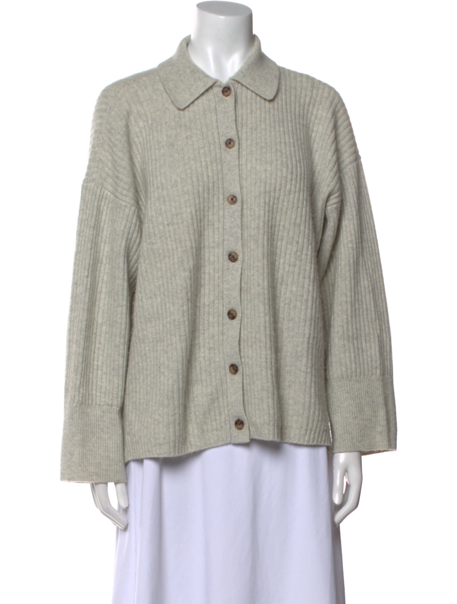 Elyse Walker Cashmere Long Sleeve Button-Up Top