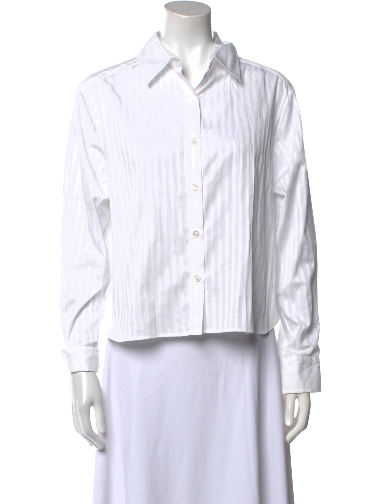 Elyse Walker Striped Long Sleeve Button-Up Top