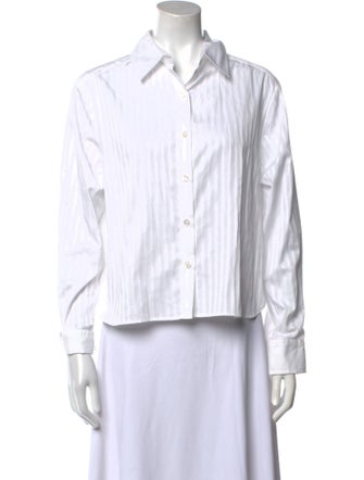 Elyse Walker Striped Long Sleeve Button-Up Top