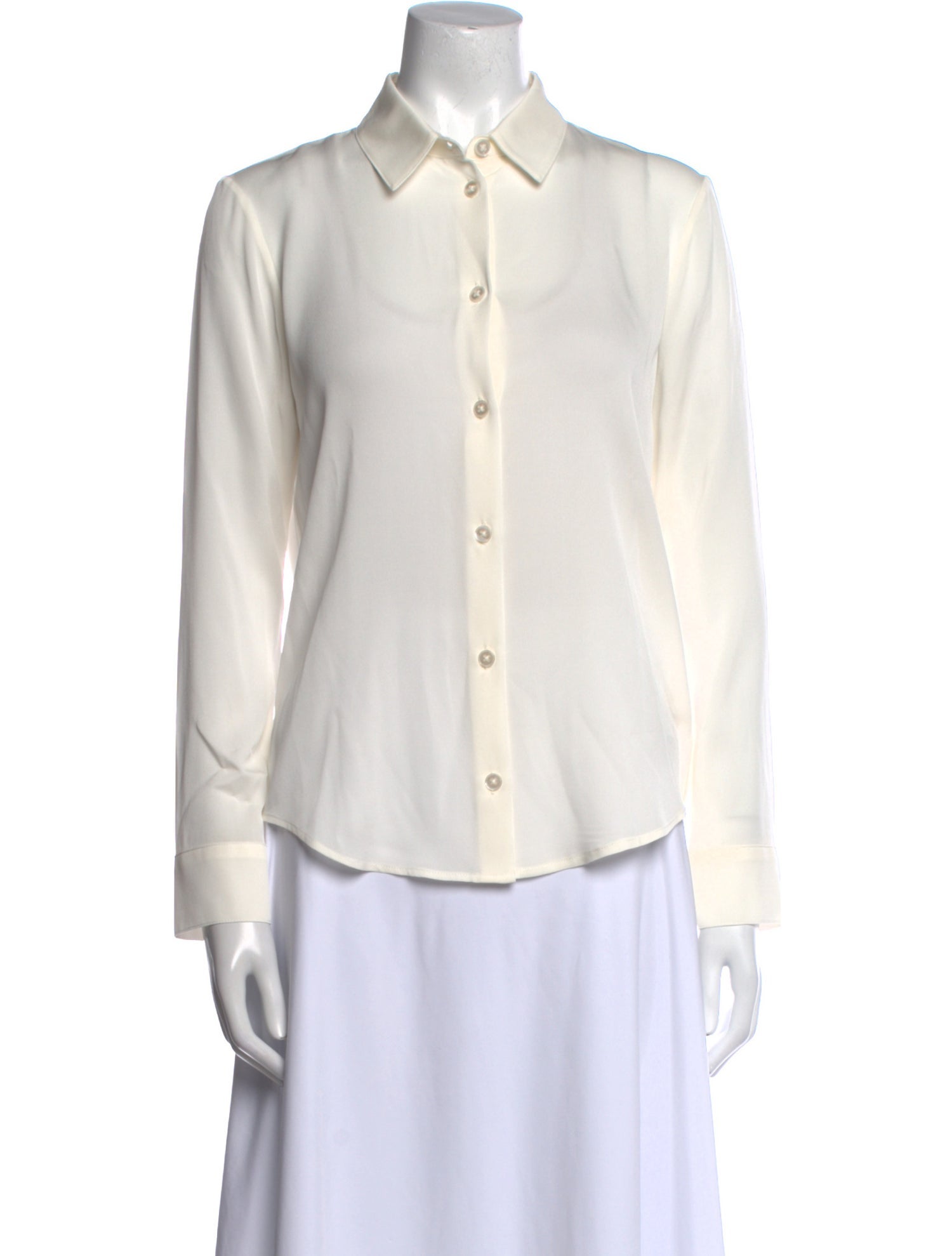 Elyse Walker Silk Long Sleeve Button-Up Top w/ Tags