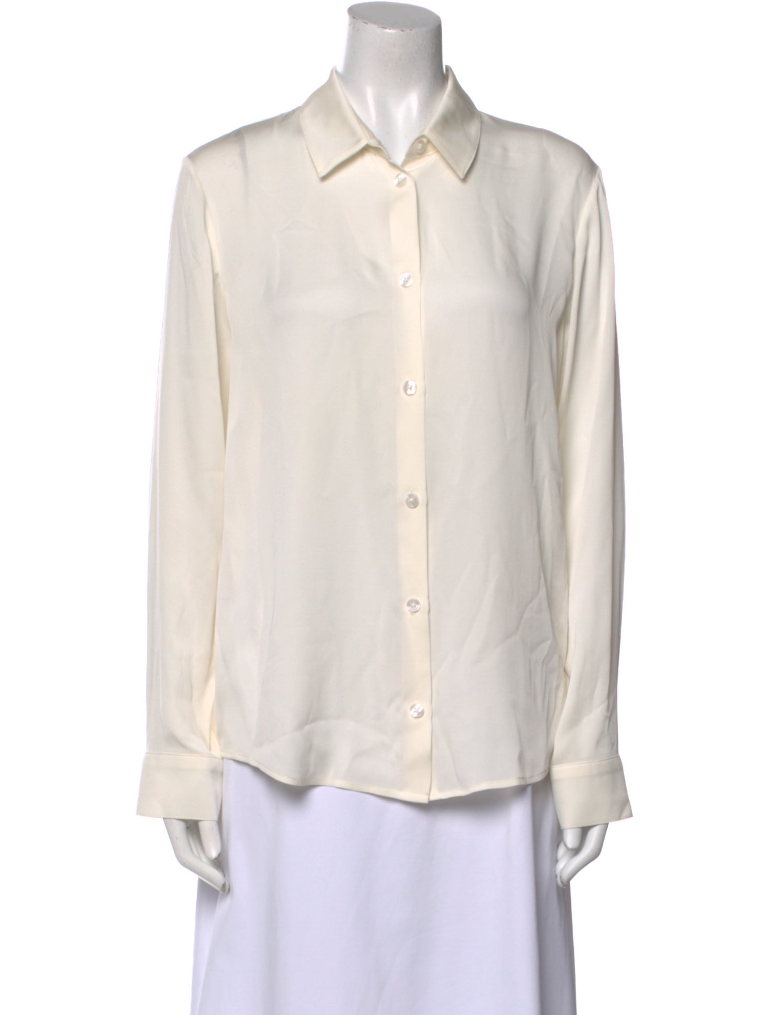 Elyse Walker Silk Long Sleeve Button-Up Top