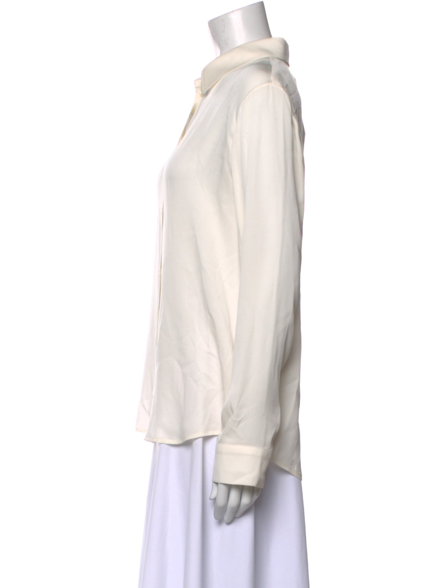 Elyse Walker Silk Long Sleeve Button-Up Top