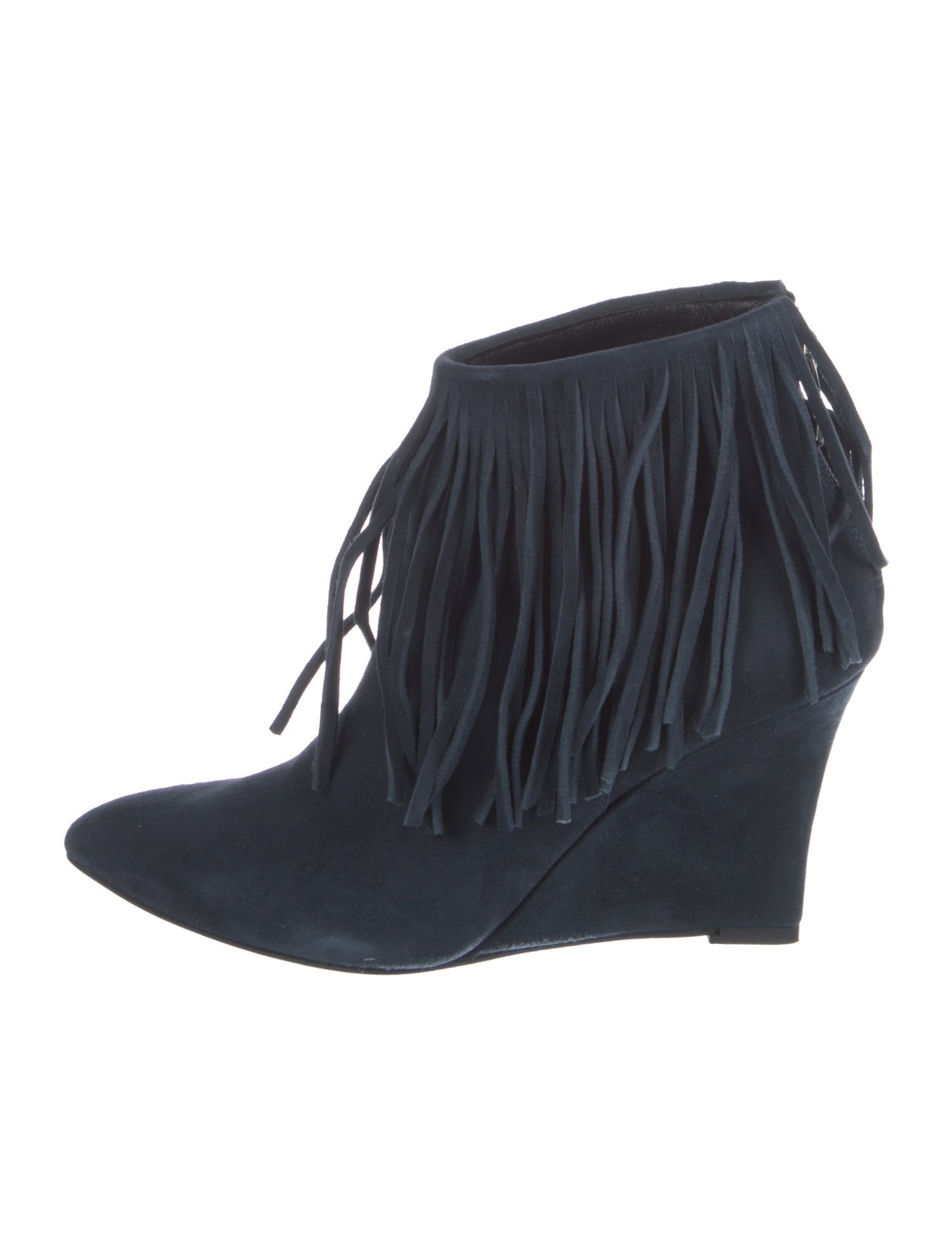 Elyse Walker Suede Fringe Trim Accent Western Boots