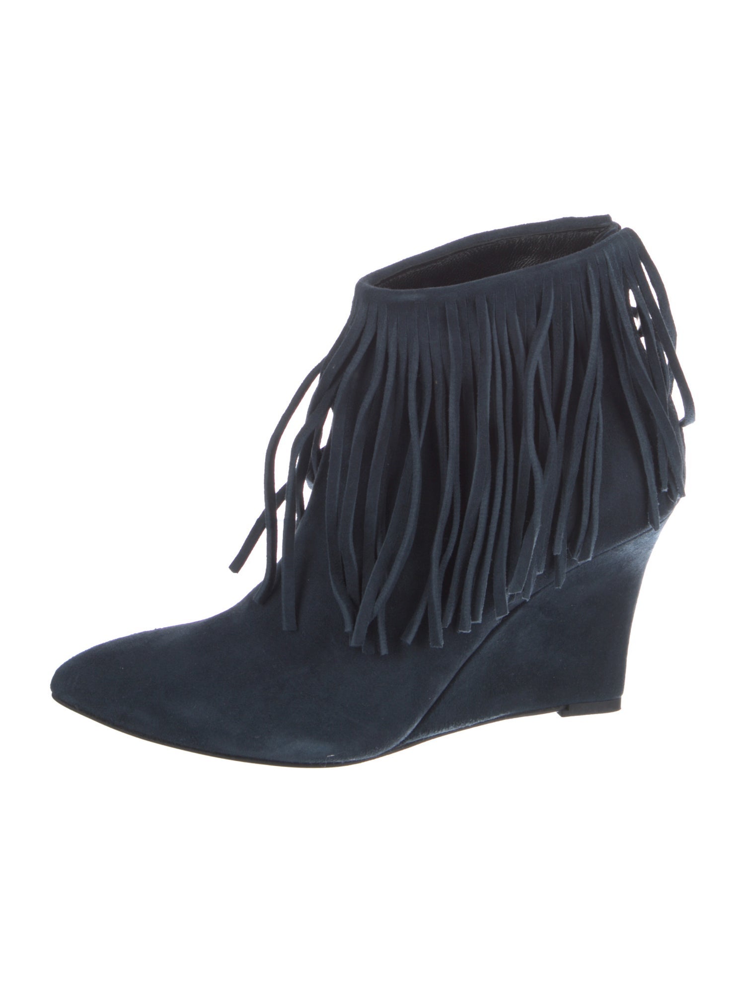 Elyse Walker Suede Fringe Trim Accent Western Boots