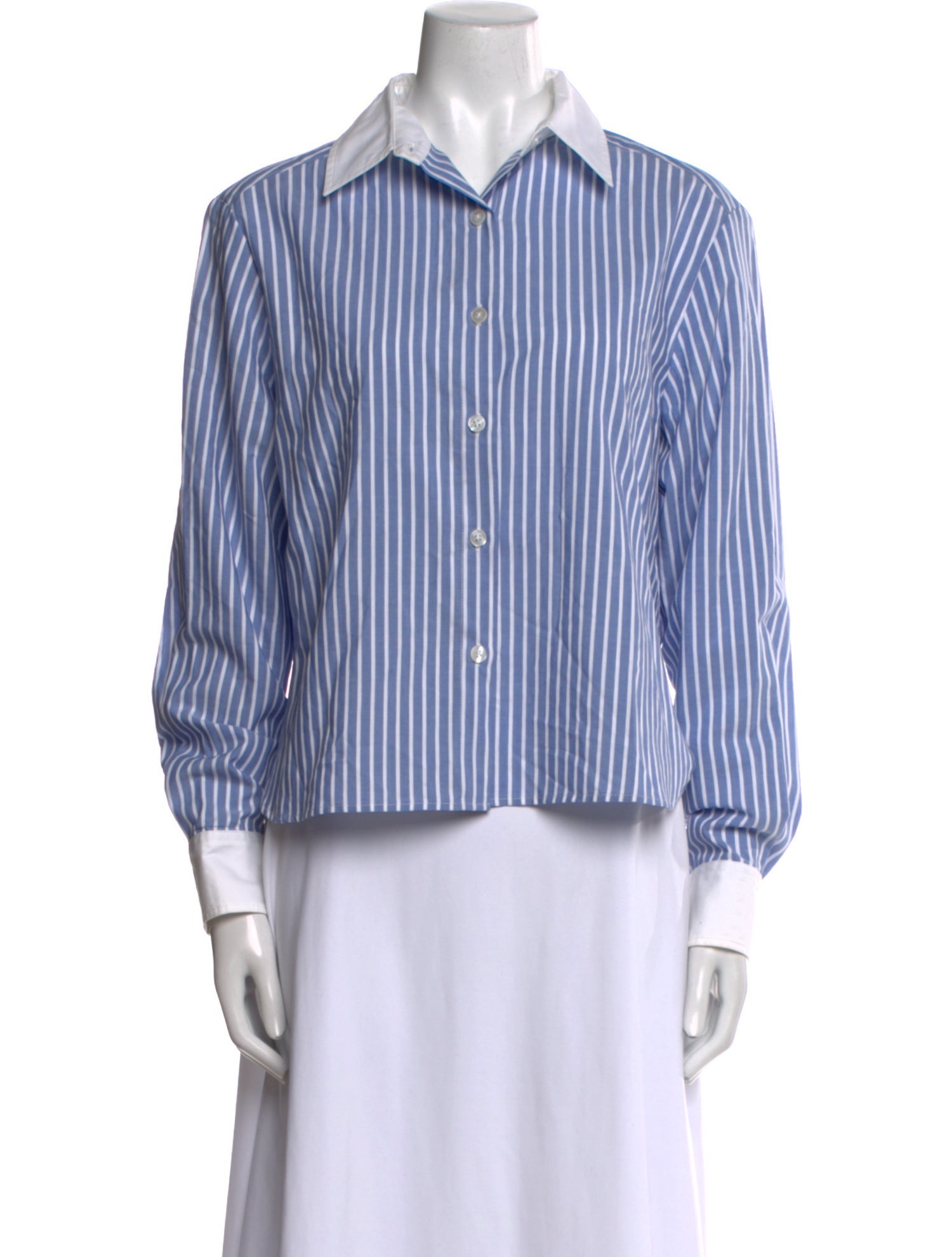Elyse Walker Striped Long Sleeve Button-Up Top