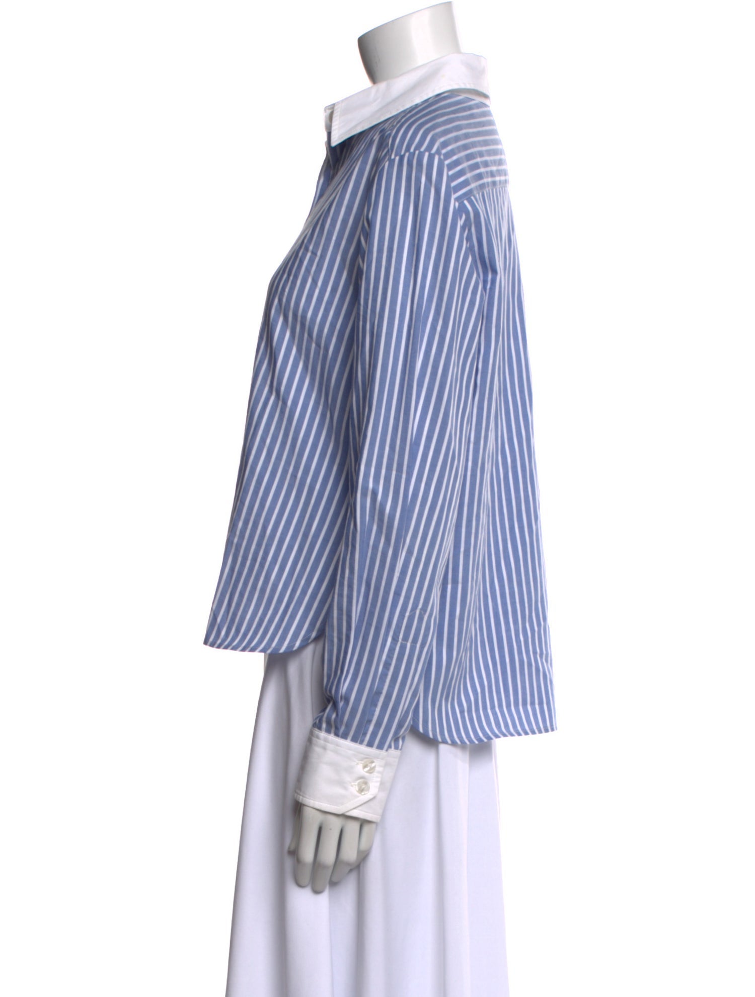Elyse Walker Striped Long Sleeve Button-Up Top