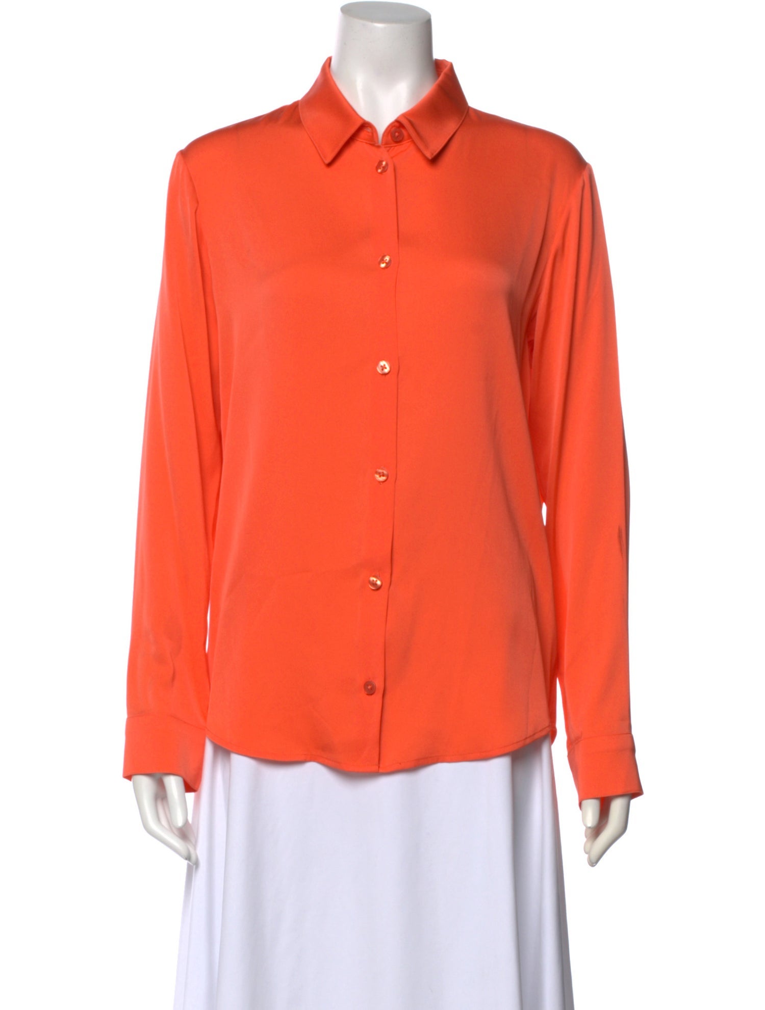 Elyse Walker Silk Long Sleeve Button-Up Top