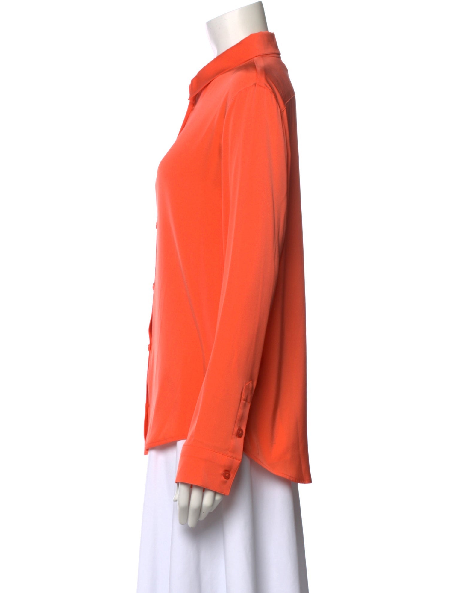 Elyse Walker Silk Long Sleeve Button-Up Top