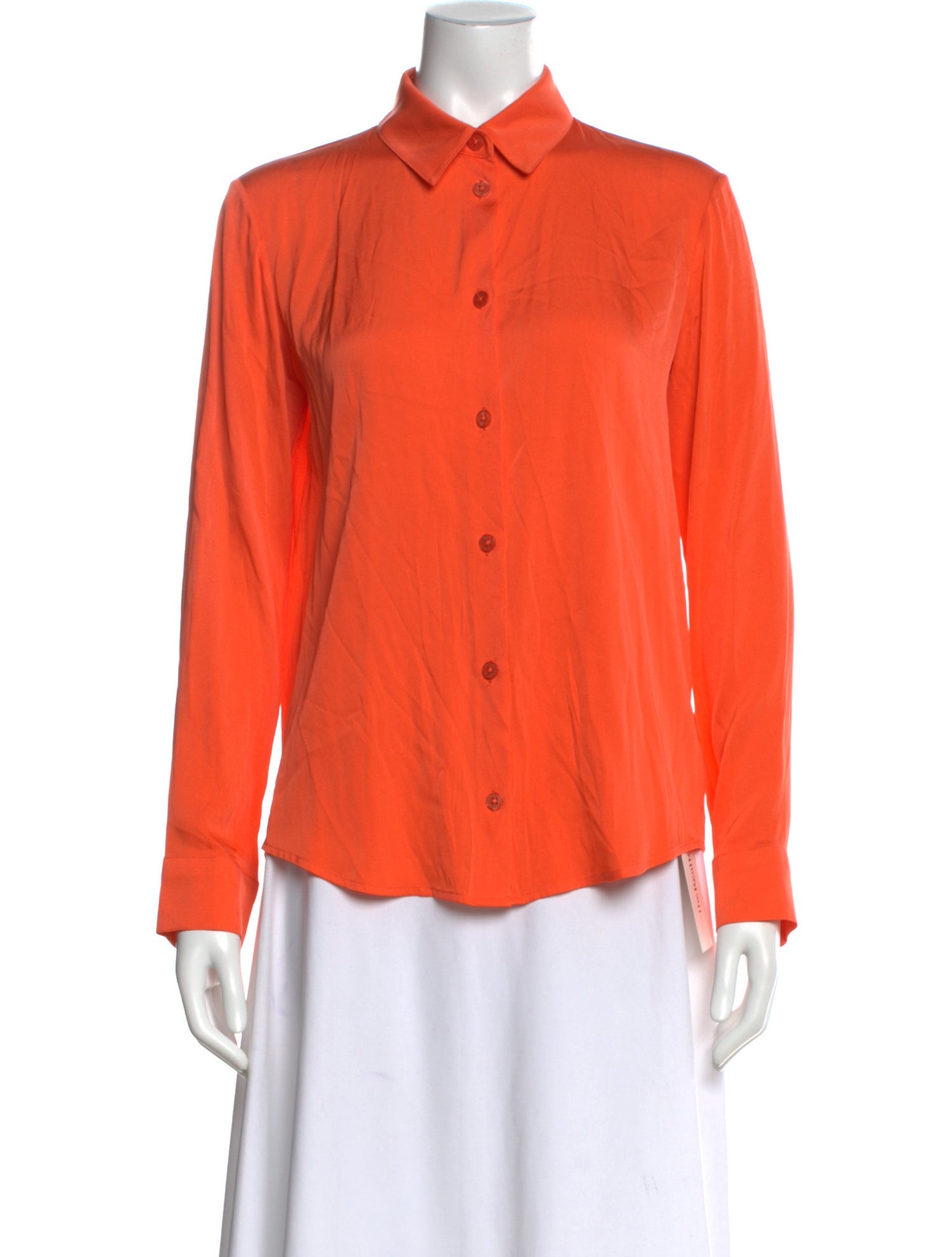 Elyse Walker Silk Long Sleeve Button-Up Top