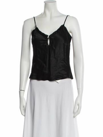 Pre-owned Elyse Walker V-neck Sleeveless Top In Black